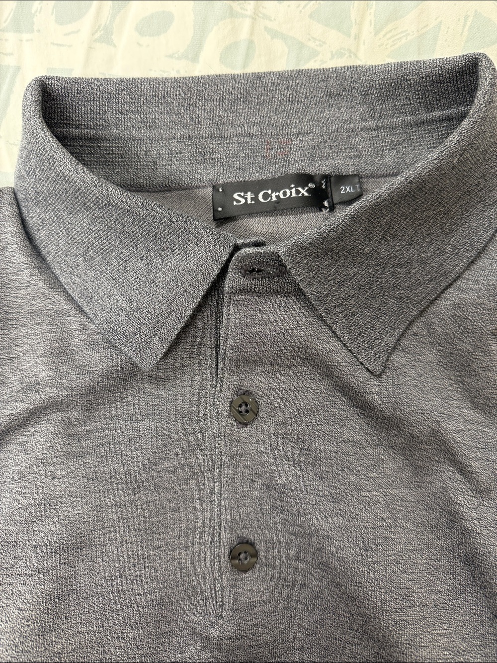 St. Croix Men's Gray LS Polo Shirt